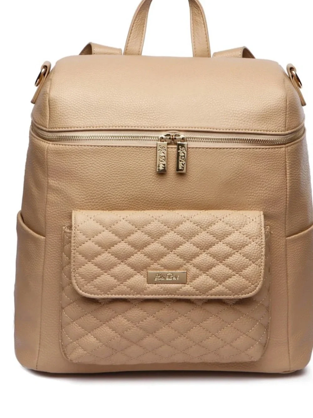 Pebbled Quilted Baby Backpack in Tan
